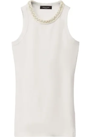 Fabiana Filippi Top, Dame, Grå, M, Broderet ærmeløs top