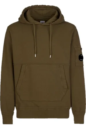 C.P. Company Sweathshirts & Hoodies, Herre, Grøn, L, Bomuld, Grøn bomuldsfleece hoodie med kængurulomme