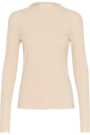 Karen by Simonsen Strik, Dame, , S, Uld, Rynket langærmet T-shirt Havregryn