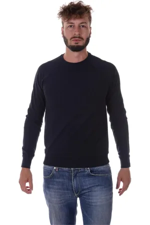 Emporio Armani Sweathshirts & Hoodies, Herre, Blå, S, Bomuld, Hyggelig Striktrøje