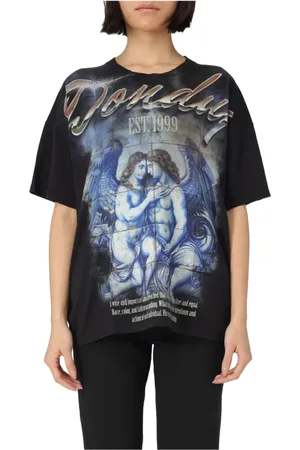 Dondup Top, Dame, Sort, M, Bomuld, Bomuld T-shirt med Print