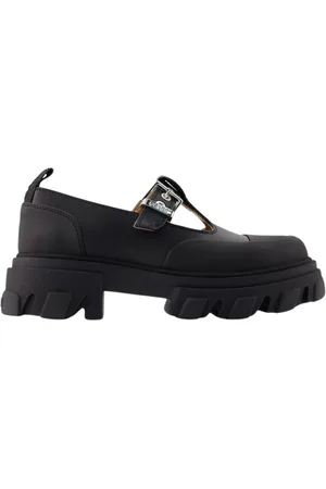 Ganni Sko, Dame, Sort, 41 EU, Læder, Cleated Mary Jane Loafers