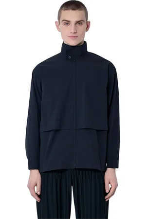 Issey Miyake Jakke, Herre, Sort, L, Polyester, Luftig Skjorte med Ståkrave