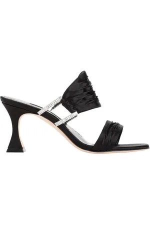 Manolo Blahnik Sko, Dame, Sort, 38 1/2 EU, Satin, Satin Chinap Sandal