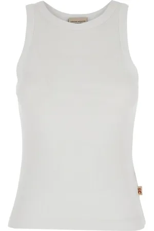 SEMICOUTURE Top, Dame, Hvid, S, Bomuld, Ribbet bomuldstop