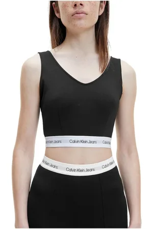 Calvin Klein Top, Dame, Sort, M, Uld, Ærmeløs Cropped V-hals Top
