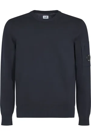 C.P. Company Strik, Herre, Blå, S, Bomuld, Bomuld Crepe Crew Neck Strik Sweater