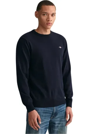 GANT Strik, Herre, Blå, 3XL, Uld, Klassisk uldsweater