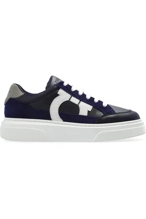 Salvatore Ferragamo Sko, Herre, Blå, 38 EU, Læder, Low Cut Sneaker med Gancini-omrids