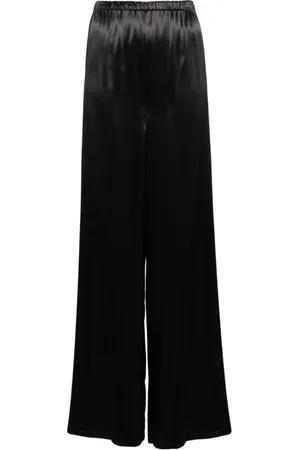 Salvatore Ferragamo Bukser, Dame, Sort, XS, Satin, Satin Wide Leg Bukser