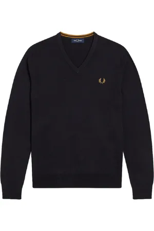 Fred Perry Strik, Herre, Blå, L, Bomuld, Merino V-Neck Sweater