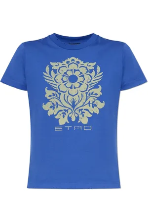 Etro Top, Dame, Blå, S, Bomuld, T-shirt med vintageeffekt