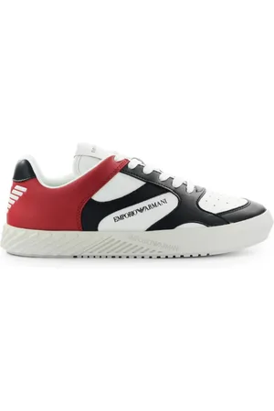 Emporio Armani Sko, Herre, Rød, 41 EU, Uld, Sort Rød Sneaker Med Logo I Multicolor