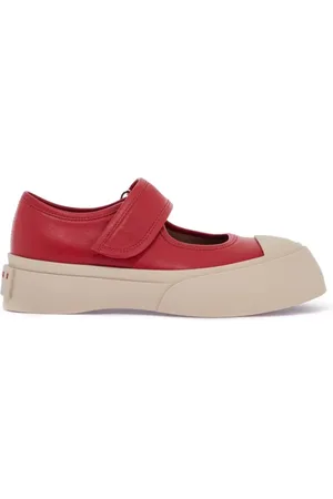 Marni Sko, Dame, Rød, 39 EU, Intense Crimson Kalveskind Sneakers Med Velcro Lukning
