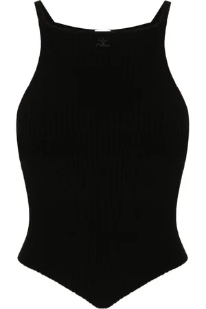 Courrèges Top, Dame, Sort, L, Uld, Pointy Top