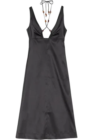 Ganni Kjole, Dame, Sort, M, Satin, Double Satin Halter-Neck Kjole