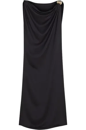 Lanvin Kjole, Dame, Sort, L, Bådudskæring Kjole med Ringdetaljer