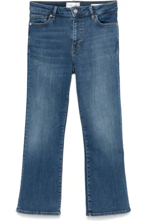 Frame Jeans, Dame, Blå, W27, Bomuld, Bleached Bootcut Cropped Jeans