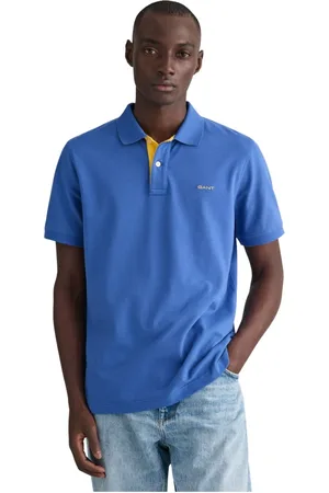 GANT Top, Herre, Blå, S, Bomuld, Bomulds Polo Regular Fit med Broderet Logo