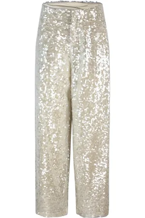 Serafini Bukser, Dame, , XS, Polyester, Hvide palietter brede bukser