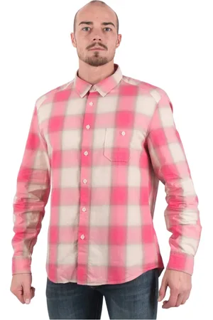Drykorn Skjorte, Herre, Rød, S, Uld, Ternet Creme Pink Skjorte