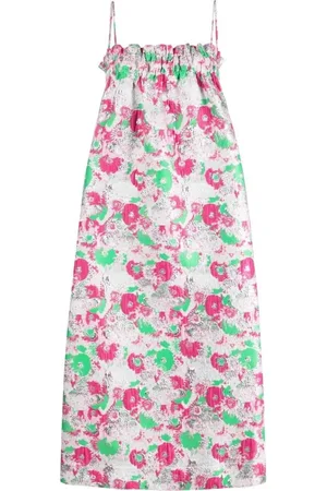 Ganni Kjole, Dame, Lyserød, M, Polyester, 3D Jacquard Stropløs Kjole