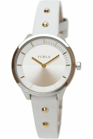 Furla Tilbehør, Dame, Grå, ONE SIZE, Læder, Elegant Dame Ur i Rustfrit Stål