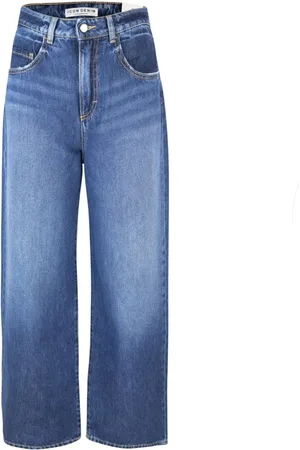 Icon Denim Jeans, Dame, Blå, W30, Bomuld, Blå Brede Ben Jeans