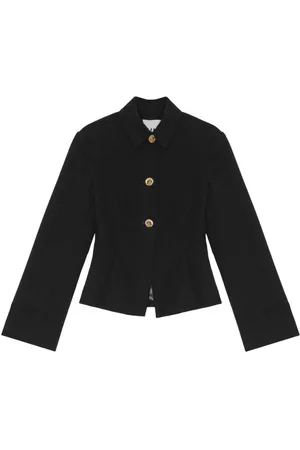 Ganni Jakke, Dame, Sort, L, Uld, Light Twill Suiting Blazer