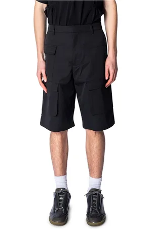 HELIOT EMIL Shorts, Herre, Sort, S, Uld, Sorte Cargo Shorts med Unikke Detaljer