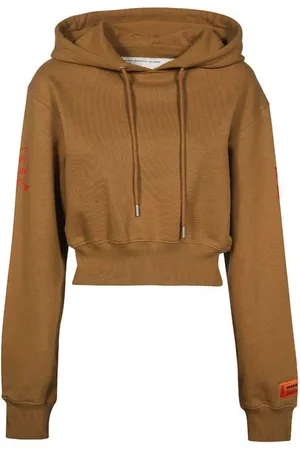 Heron Preston Sweathshirts & Hoodies, Dame, Brun, 2XS, Bomuld, Bomulds Hoodie med rygprint