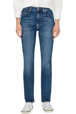 7 for all Mankind Jeans, Dame, Blå, W25, Bomuld, Easy Slim Jeans