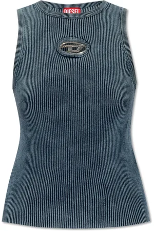 Diesel Top, Dame, Blå, M, Bomuld, Ribbed Cotton Tank Top