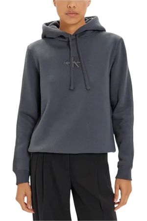 Calvin Klein Sweathshirts & Hoodies, Dame, Grå, S, Bomuld, Monologo Regular Dame Hoodie