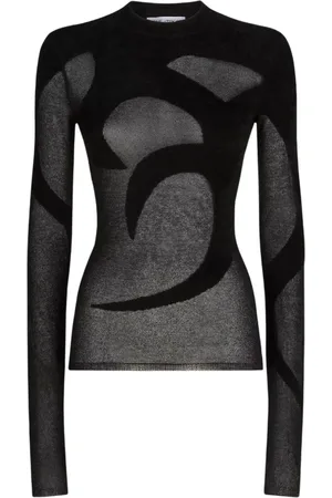 The Attico Strik, Dame, Sort, XS, Chiffon, Chiffon Sweater