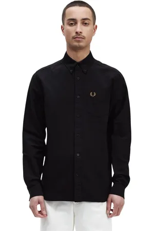 Fred Perry Skjorte, Herre, Sort, L, Bomuld, Klassisk Oxford-skjorte med button-down krave