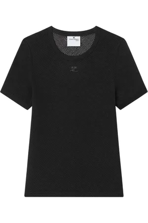 Courrèges Top, Dame, Sort, S, Bomuld, Sort Klassisk Tonal Logo T-shirt