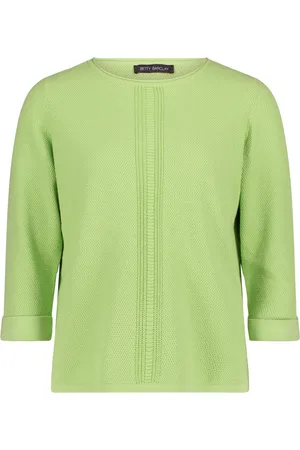 Betty Barclay Strik, Dame, Grøn, L, Finstrikket sweater med strikdetaljer