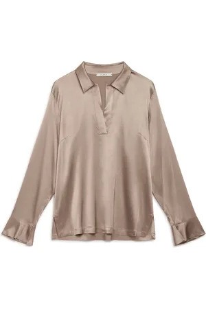 Maliparmi Bluser & Skjorter, Dame, Grå, M, Satin, Silke Satin Skjorte