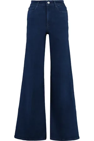 Frame Jeans, Dame, Blå, W23, Bomuld, Bredbenede jeans med metal knapper