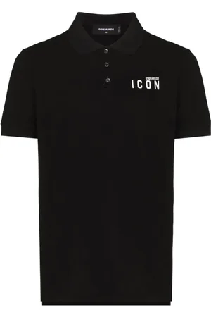 Dsquared2 Top, Herre, Sort, M, Bomuld, Icon Printet Polo Shirt