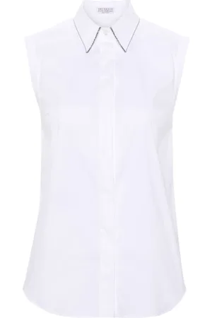 Brunello Cucinelli Bluser & Skjorter, Dame, Hvid, L, Bomuld, Hvid Skjorte