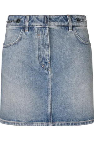 Givenchy Nederdel, Dame, Blå, S, Denim, Blå Denim Nederdel med Metalelementer