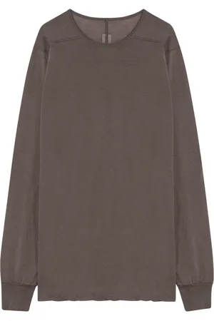 Rick Owens Top, Herre, Brun, XL, Langærmet rund hals T-shirt