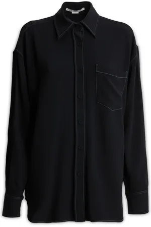 Stella McCartney Bluser & Skjorter, Dame, Sort, XS, Uld, Langærmet skjorte med kontrastsyninger