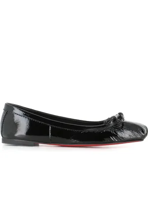 Christian Louboutin Sko, Dame, Sort, 37 1/2 EU, Læder, Flade Ballerina Sko med Sløjfe