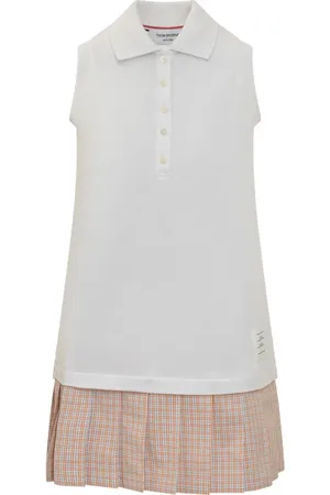Thom Browne Kjole, Dame, Hvid, 2XS, Bomuld, Pleated Polo Dress