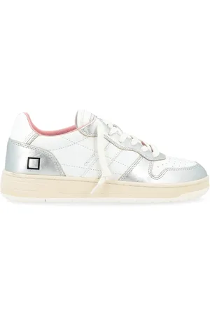 D.A.T.E. Sko, Dame, Hvid, 40 EU, Skinnende Hvid-Sølv Court Sneakers