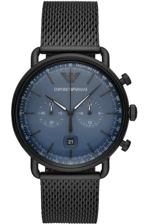 Emporio Armani Tilbehør, unisex, Sort, ONE SIZE, Quartz Ur - 43mm Urkasse i Rustfrit Stål