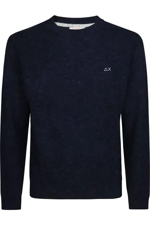sun68 Strik, Herre, Blå, M, Uld, Alpaca Solid Round Sweater